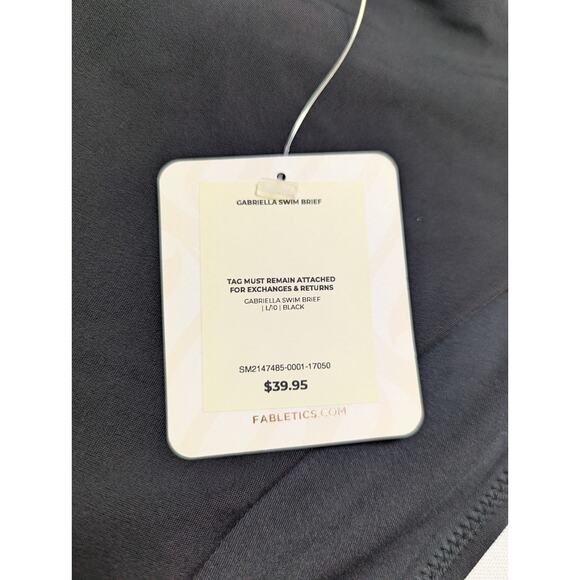 Fabletics Bikini Bottom Gabriella Swim Brief Bottoms Black Cheeky Women L 10 NWT - Picture 6 of 8